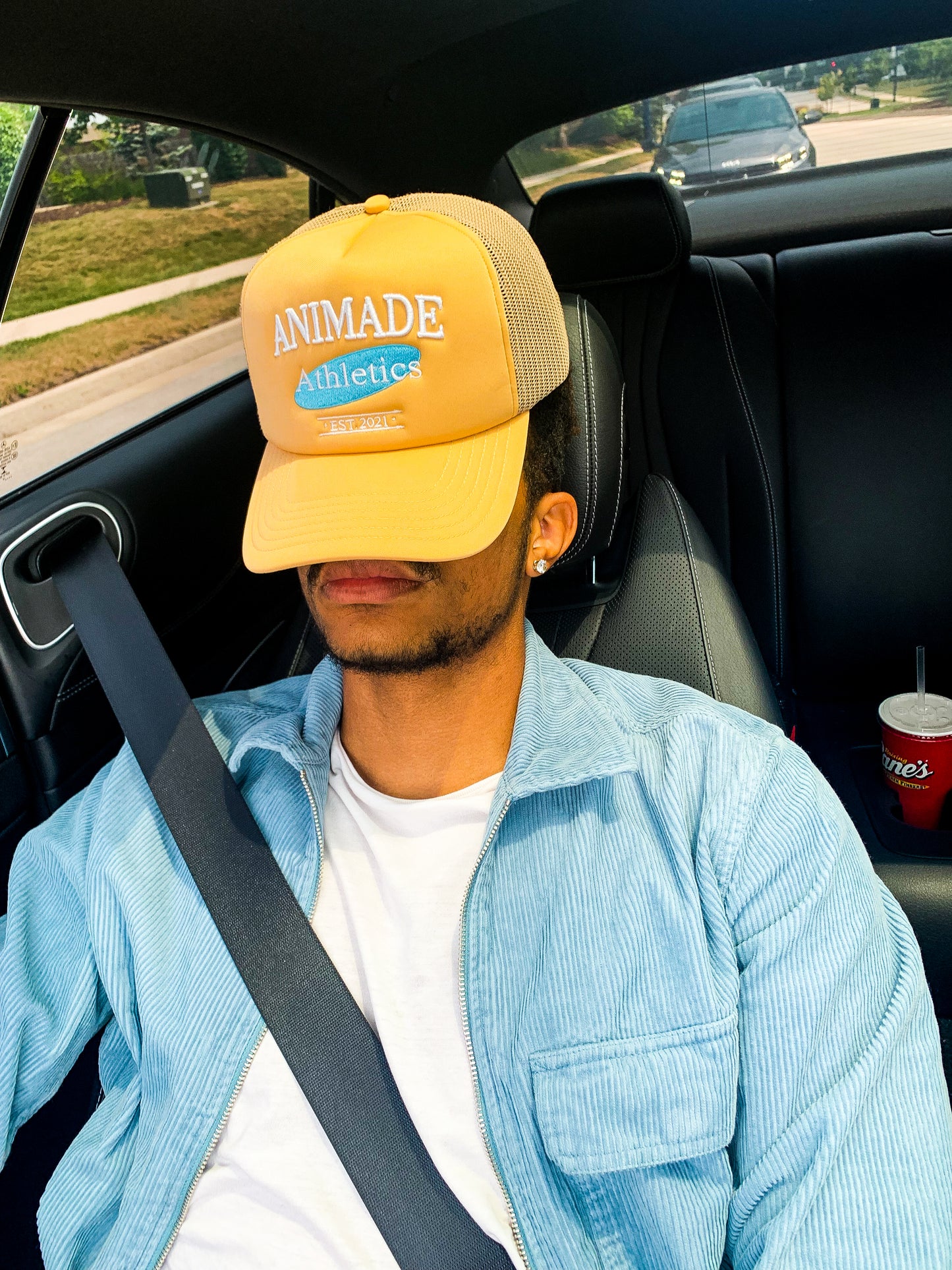 Athletics Logo Trucker Hat - Tan/Light Blue