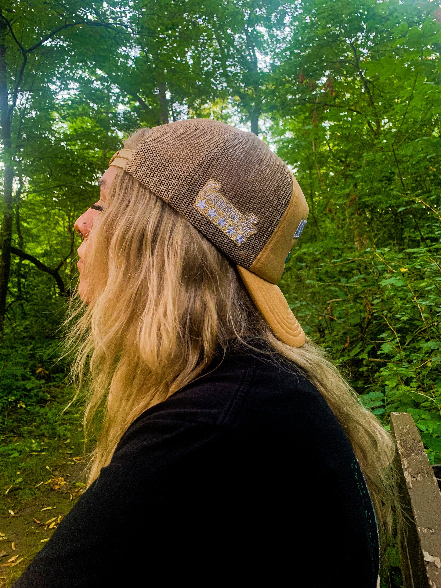 Athletics Logo Trucker Hat - Tan/Light Blue