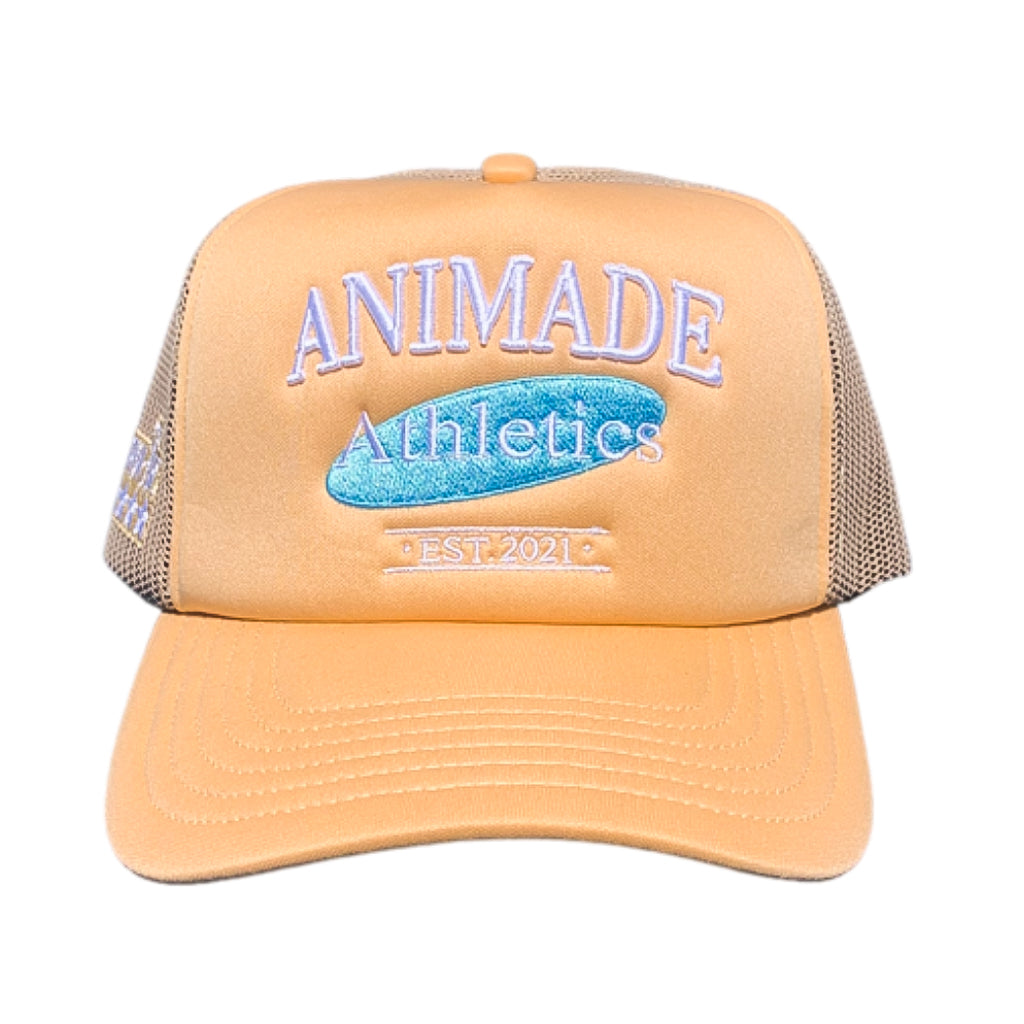 Athletics Logo Trucker Hat - Tan/Light Blue