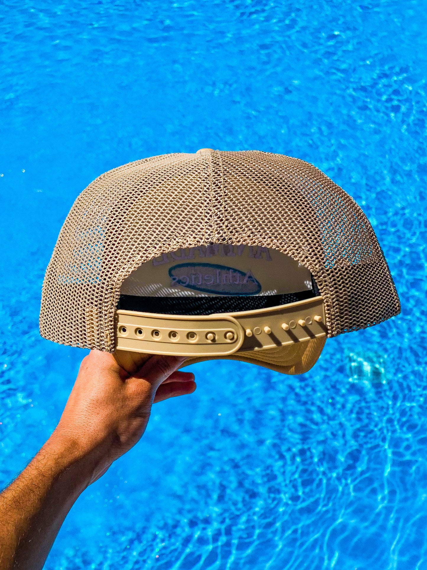 Athletics Logo Trucker Hat - Tan/Light Blue